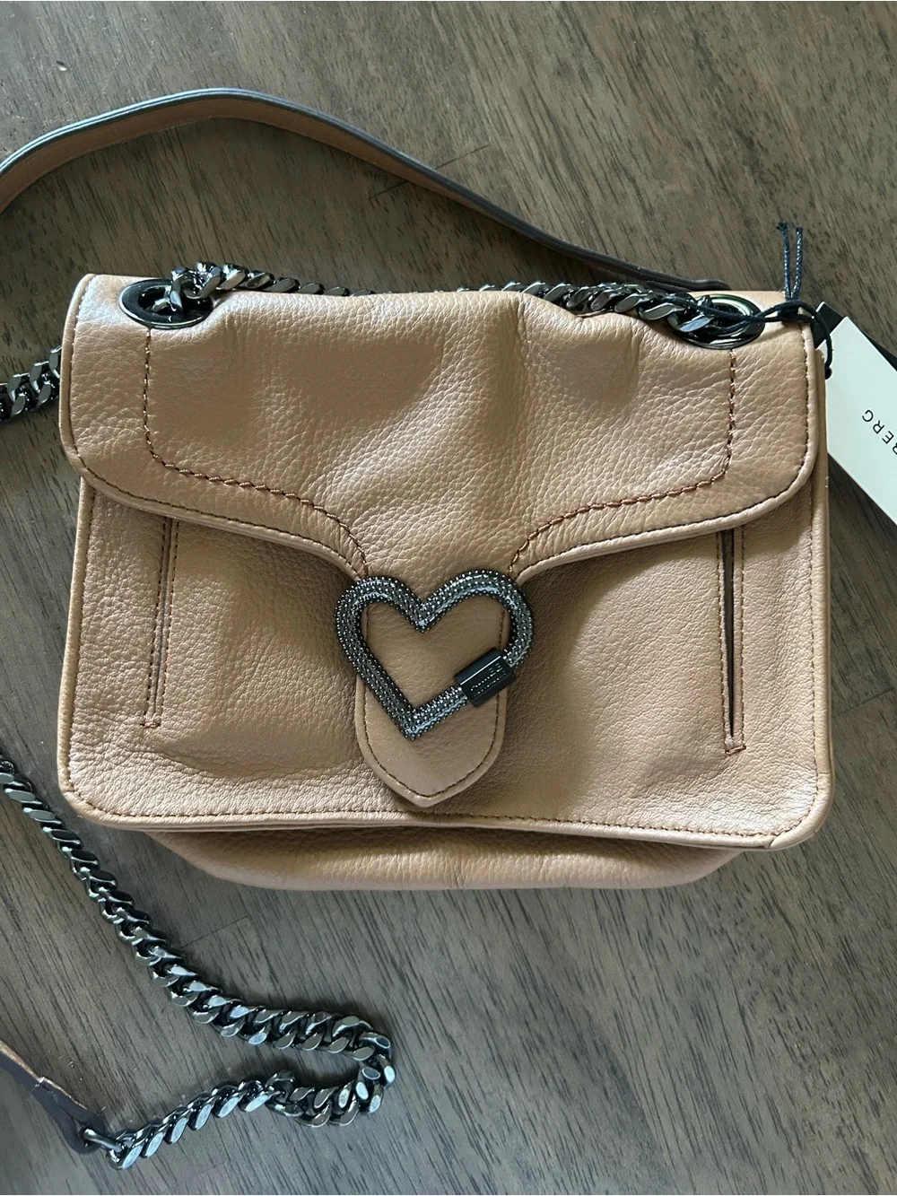 Aimee Kestenberg Tan Leather Heart-Accent Crossbody Bag